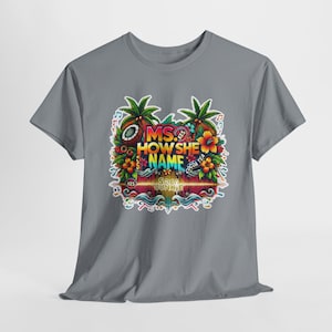 Cocoa Tea Ms. How She Name Kes-inspired Soca shirt with vibrant Caribbean music design, unisex fit, and cozy fleece material. Soca Junkie apparel.