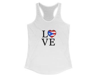 I Love Puerto Rico Womens Tank Top, Stylish Puerto Rican Pride Shirt, Puerto Rican Flag in Heart Shape, Love Puerto Rico clothing