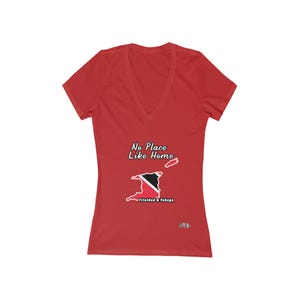 No Place Like Home Trinidad and Tobago Womens V-Neck Tee - Stylish & Proudly Celebrate Your Heritage, Trini Blood DNA