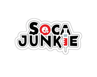 Soca Junkie Kiss Cut Vinyl Stickers - Caribbean Music Sticker - Soca Lover Decal - Waterproof Vinyl Stickers for Laptop, Water Bottle, Phone