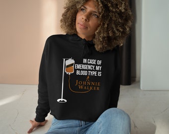 Johnnie Walker Mujeres Crop Sudadera con capucha Señoras Caribe Bebedor West Indian Girl Tee Party