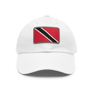 Trinidad und Tobago Flagge Dad Hut mit Leder Patch (Rechteck) Gedruckt Design