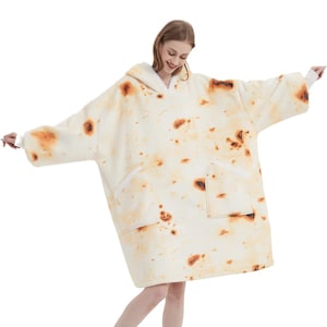 Ultimate Oversized wearable Roti Blanket Hoodie! Hot off the Tawah!  West indian Trinidad Guyana Caribbean Adult One size fit all