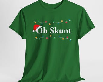 Oh Skunt Guyanese Christmas Graphic Tee, Skunt Unisex Shirt, West Indian Funny T-Shirt, Holiday Caribbean Top, Heavy Cotton Apparel