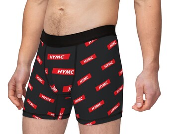 HYMC Trendy Men's Boxers, Black AOP Underwear, Comfortable Gift for Him, Stylish Sleepwear, Everyday Essentials, Funny Novelty, Sleep