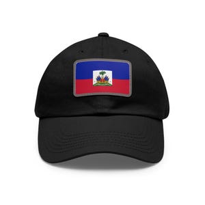 Haiti Flag Dad Hat with Leather Patch | Haitian Pride Baseball Cap | Adjustable Hat for Men & Women | Caribbean Heritage Gift
