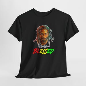 Meerkleurig grafisch shirt Buju Banton BLESSED | Iconisch T-shirt met Dancehall-print | Vier de erfenis van Buju | Reggae Tee Express Ship beschikbaar