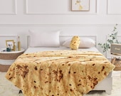 Trinidad Roti Tortilla Blanket Naan Burrito Throw | Cozy Food Blanket for Foodies | Guyana Clap Roti Design | 40 60 70 80 Inch Sizes