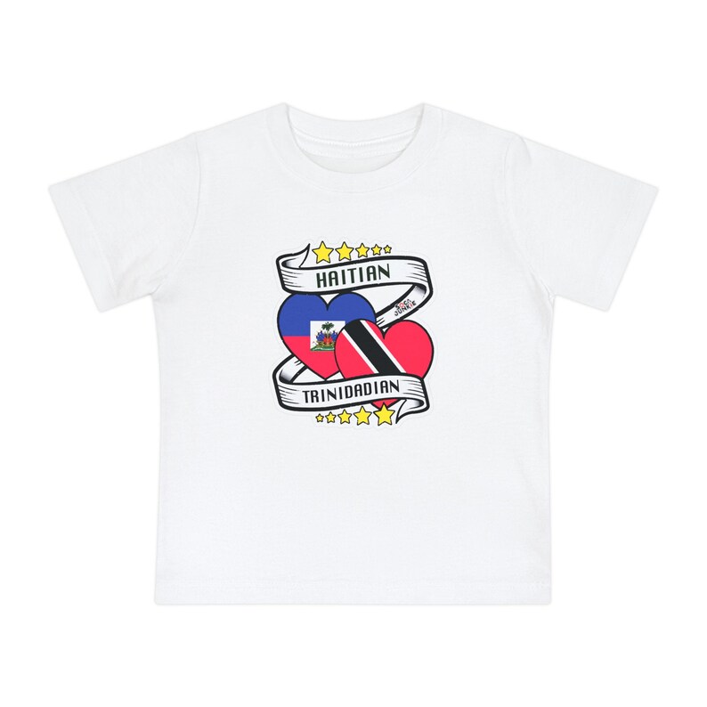 Trinidadian Haitian Baby Tee | Cultural Pride Kids T-Shirt | Caribbean Heritage Clothing | Trinbagonian Haitian Gift | Summer Toddler Wear image 2