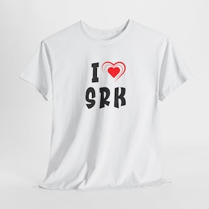 SRK Heart Design Unisex Tee, Shah Rukh Khan Lover Shirt, Bollywood Fan Gift, Movie Buff T-Shirt, Bollywood Actor Merch, Heart Print Tee