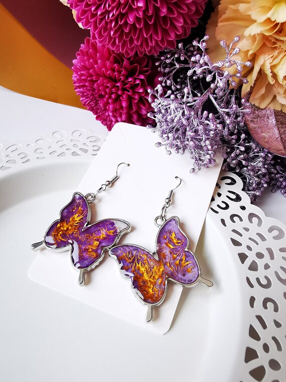 Butterfly resin earrings deals