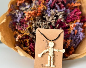Glow in the Dark Skeleton Pendant, Polymer Clay Halloween Necklace