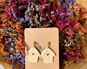 Gingerbread House Earrings, Handmade Polymer Clay Christmas Jewelry