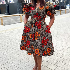 Adaora flare dress| African fashionable dress | wedding dress| African wax print flare dress