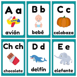 Spanish A to Z Educational Flashcards Set |Alphabet Cards | Manuscript Print