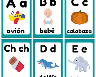 Spanish A to Z Educational Flashcards Set |Alphabet Cards | Manuscript Print