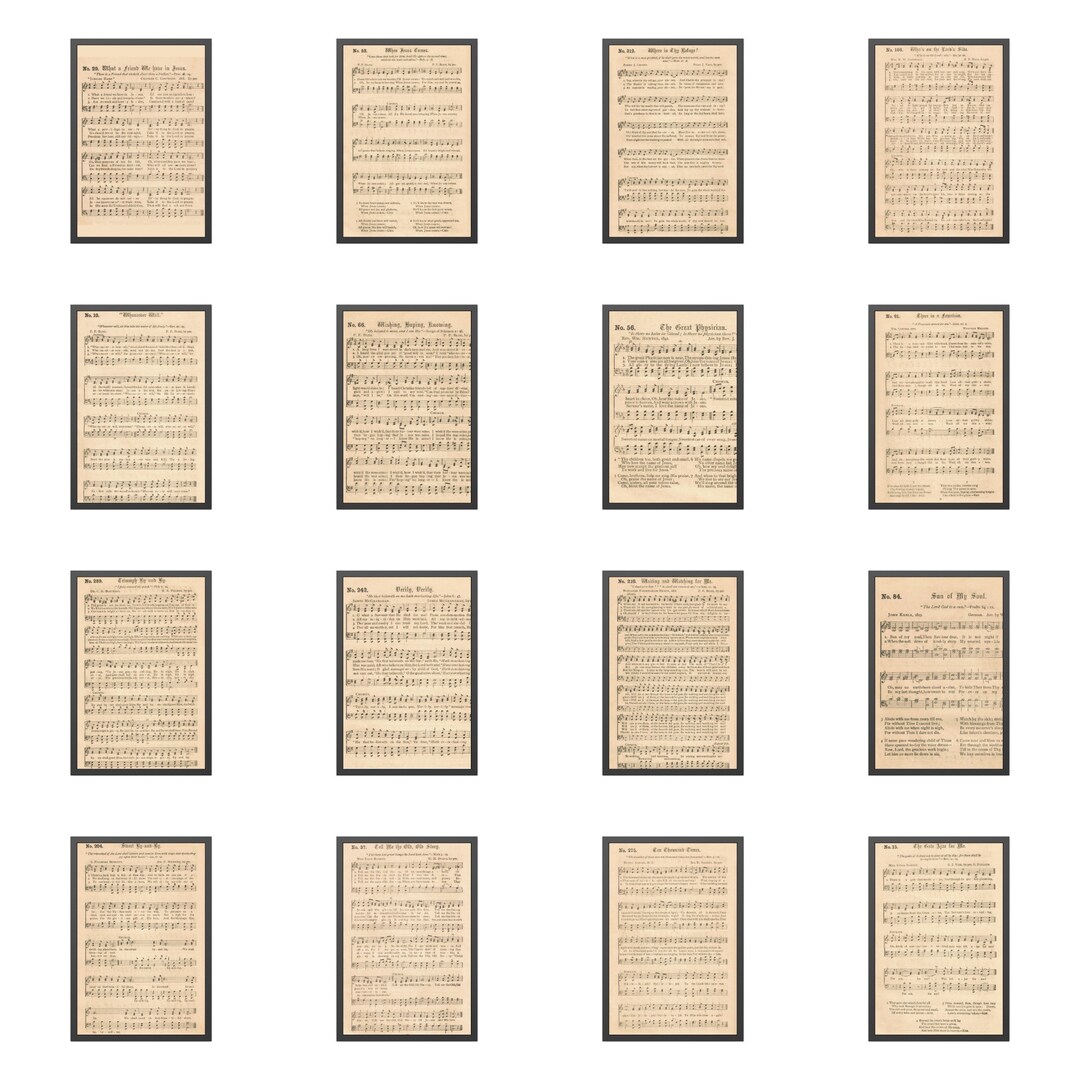 Printable Vintage Hymn Sheet Music Set of 16, Christian Wall Art - Etsy