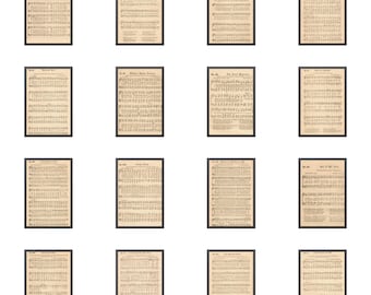 May include: A collection of 12 vintage sheet music pages with black frames. The pages feature various hymns and songs, including "What a Friend We Have in Jesus", "Whispering Hope", "The Old Rugged Cross", "In the Sweet By and By", "Holy, Holy, Holy", "O God, Our Help in Ages Past", "Nearer, My God, to Thee", "How Great Thou Art", "Amazing Grace", "The Old Country Church", "The Old-Fashioned Hymns", and "The Lord's Prayer".