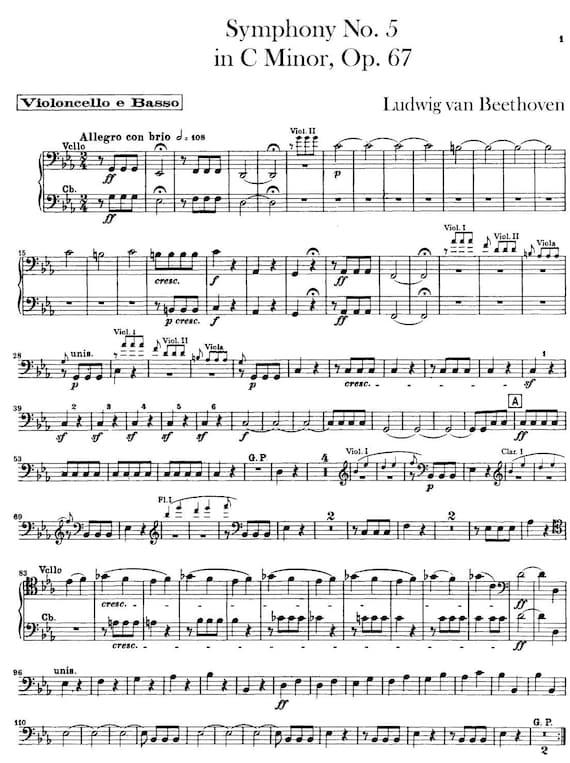 Beethoven Symphony No. 5 in C Minor Op. 67 - Rare Vintage Sheet