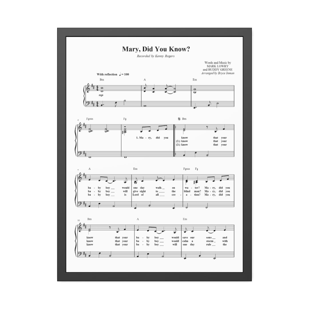 Mary, Did You Know Christmas Carol printable Hymn Sheet Music Christmas Hymn Carol Sheet Music