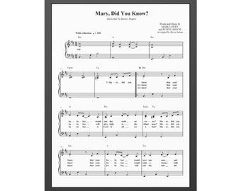 Mary, Did You Know ? Christmas Carol |Printable Hymn | Sheet Music | Christmas Hymn Carol Sheet Music Color Illustration | 2 Versions