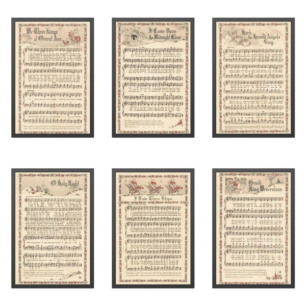 14 Digital Vintage Christmas Sheet Music | Digital Paper | Scrapbook Paper | Decoupage | antique Victorian Printable Christmas Carols