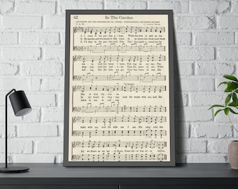 In the garden |Printable Vintage Hymn | Sheet Music | Instant Download |