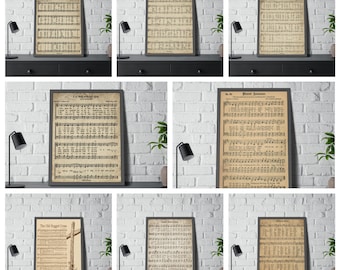 Printable Vintage Hymn Sheet Music Set, 8 Christian Wall Art Downloads