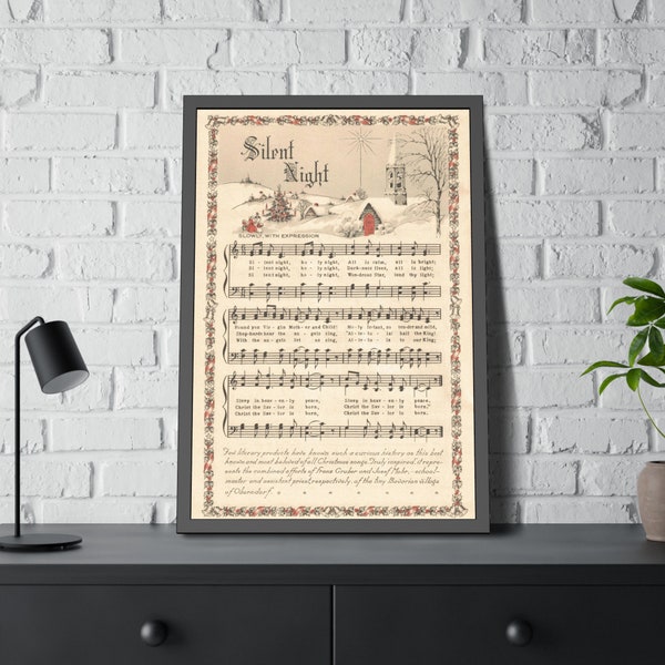 Silent Night Christmas Carol |Printable Vintage Hymn | Sheet Music | Instant Download | Christmas Hymn Carol Sheet Music Color Illustration