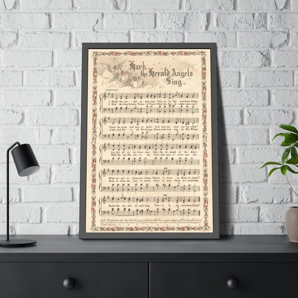 Hark the Herald Angels Sing Christmas Carol Vintage Hymn |Sheet Music |Instant Download | Christmas Hymn CarolSheet Music Color Illustration