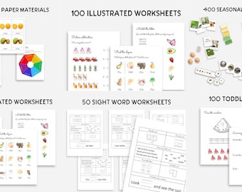Preschool Learning Printable Bundle, 1000 Plus Montessori Worksheets PDF