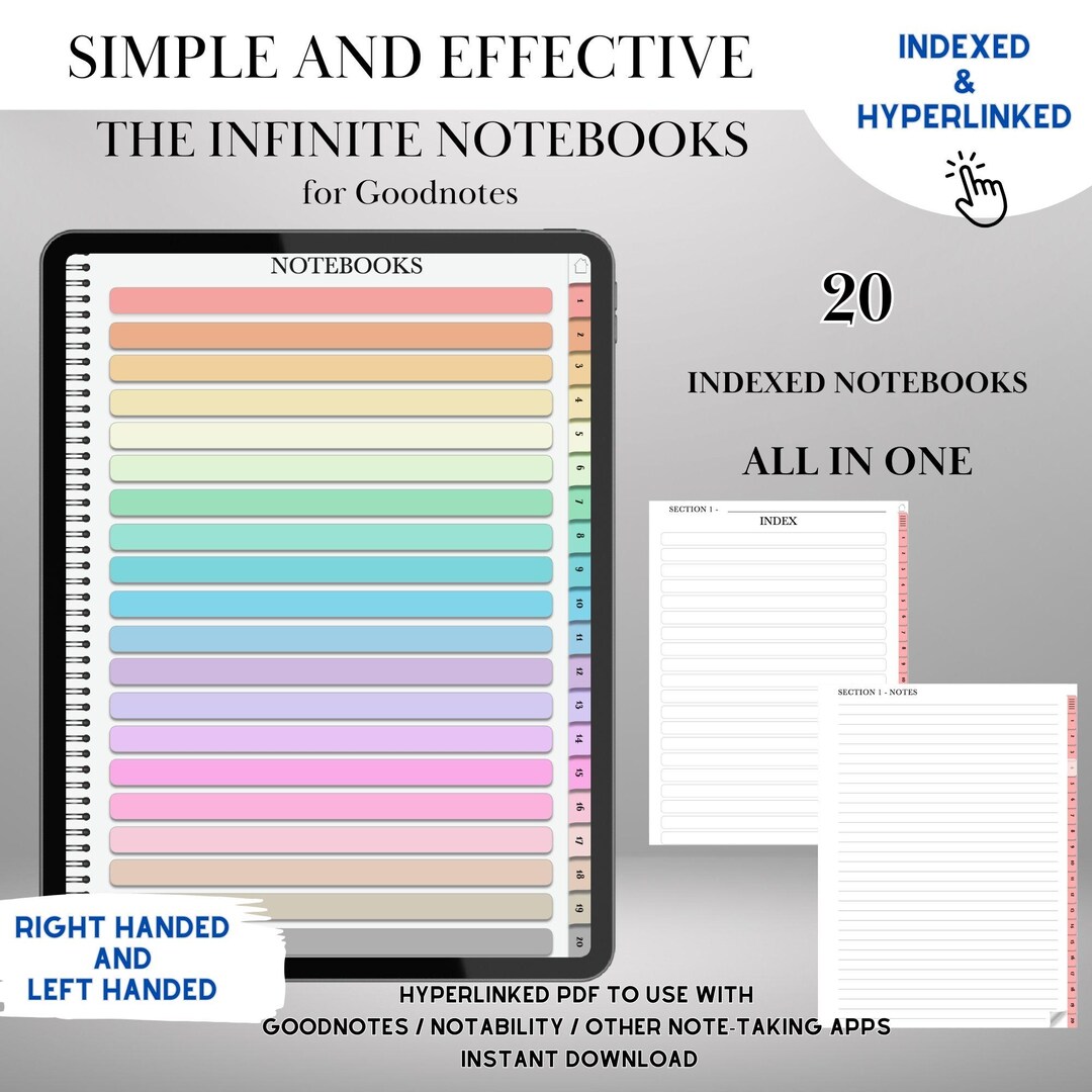 Goodnotes Digital Notebook With Tabs | iPad Notebook | Hyperlinked PDF ...