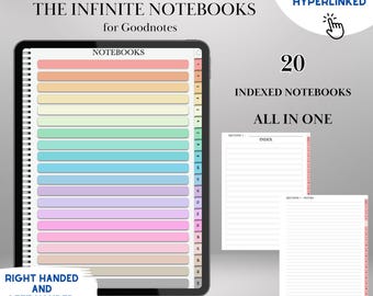 Quaderno digitale Goodnotes con schede / Quaderno per iPad / Modello PDF con collegamento ipertestuale / Modelli di quaderni colorati / Modello di quaderno digitale