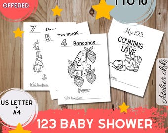 Western Baby Shower Coloring Book: Cowboy Cowgirl 123 (Digital Download)