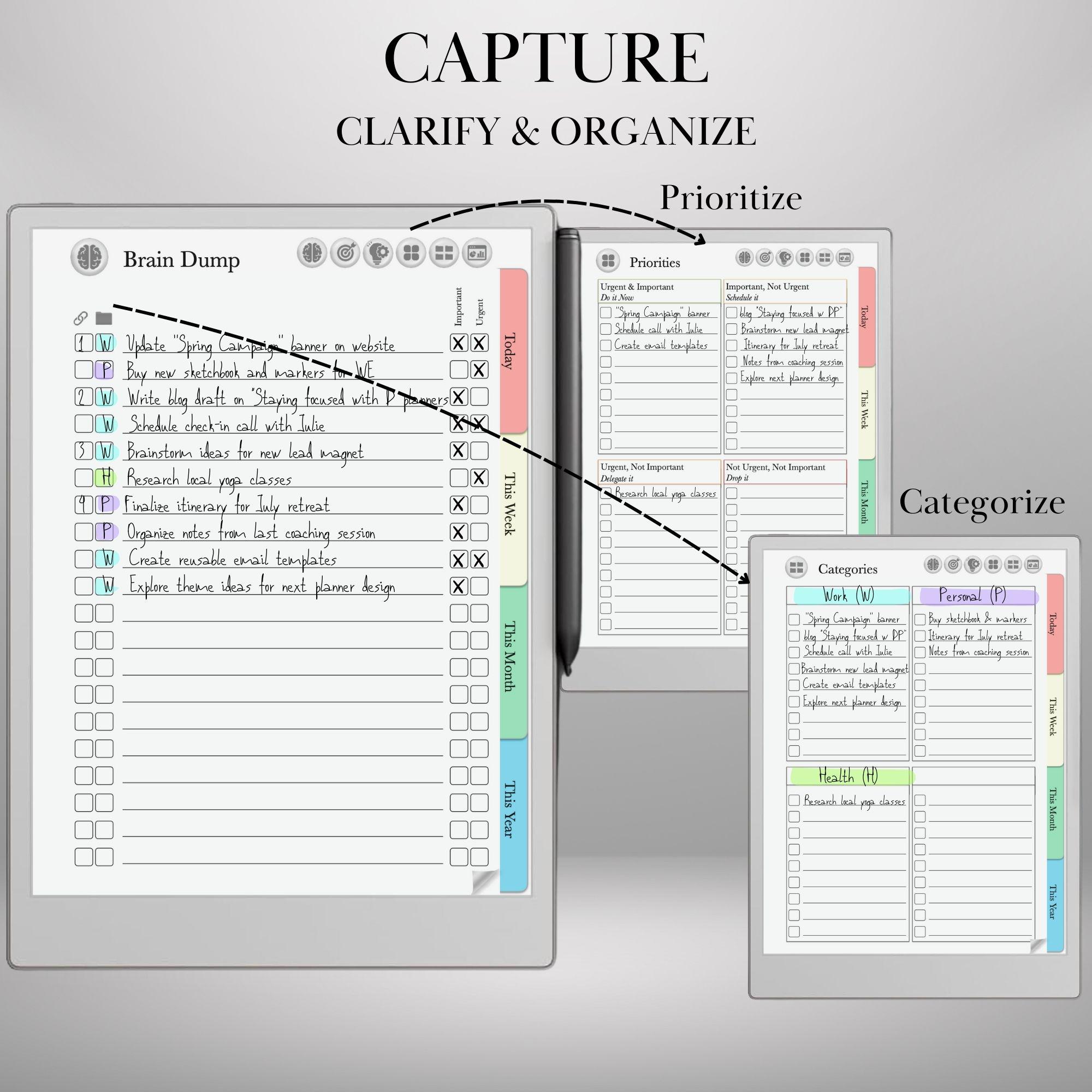 To Do Tracker GTD Planner for Remarkable Paper Pro and Remarkable 2 ...