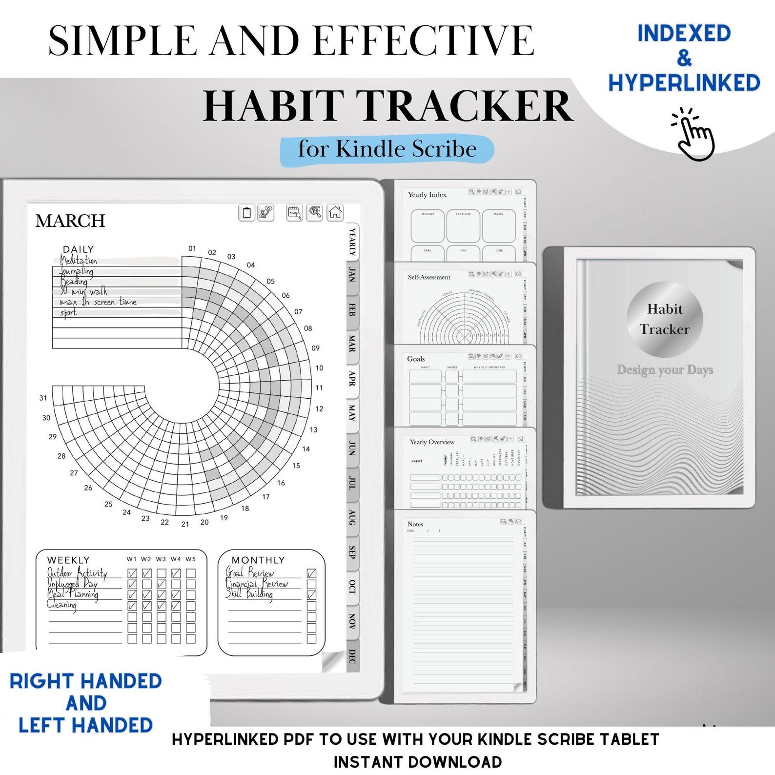 Kindle Scribe Habit Tracker Template Hyperlinked PDF | Kindle Scribe ...