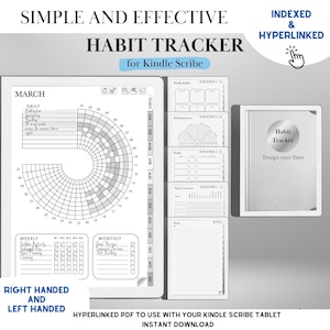 Kindle Scribe Habit Tracker Template Hyperlinked PDF | Kindle Scribe Planner Productivity Template | Minimalist Goal Tracker Templates