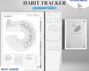 Kindle Scribe Habit Tracker Template Hyperlinked PDF | Kindle Scribe Planner Productivity Template | Minimalist Goal Tracker Templates