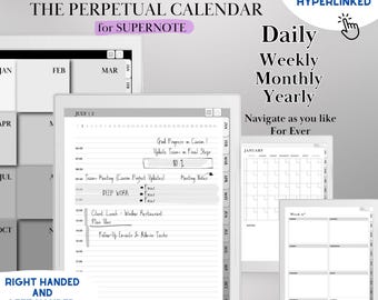 Supernote Vorlage | Supernote Planer Undatiert Immerwährender Kalender | Verlinktes PDF | Tägliches, wöchentliches & monatliches Journal | einek Vorlage