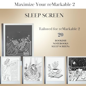 Bookish Sleep Screen Bundle for reMarkable 2| Remarkable2 Template | Reading Theme Cover | Digital Sleep Screen | Bundle for reMarkable 2