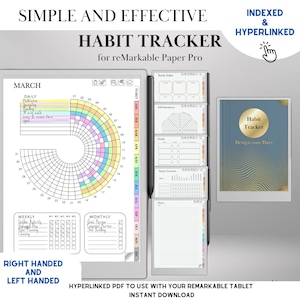 Habit Tracker for reMarkable Paper Pro and Remarkable 2 Hyperlinked PDF Template Digital Wellness Tracker Templates Productivity Template