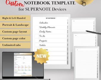 Supernote Custom Notebook Template Creator A5X Manta, A6X Nomad | Personalized Template | Build Your Own Hyperlinked tabs Notebook