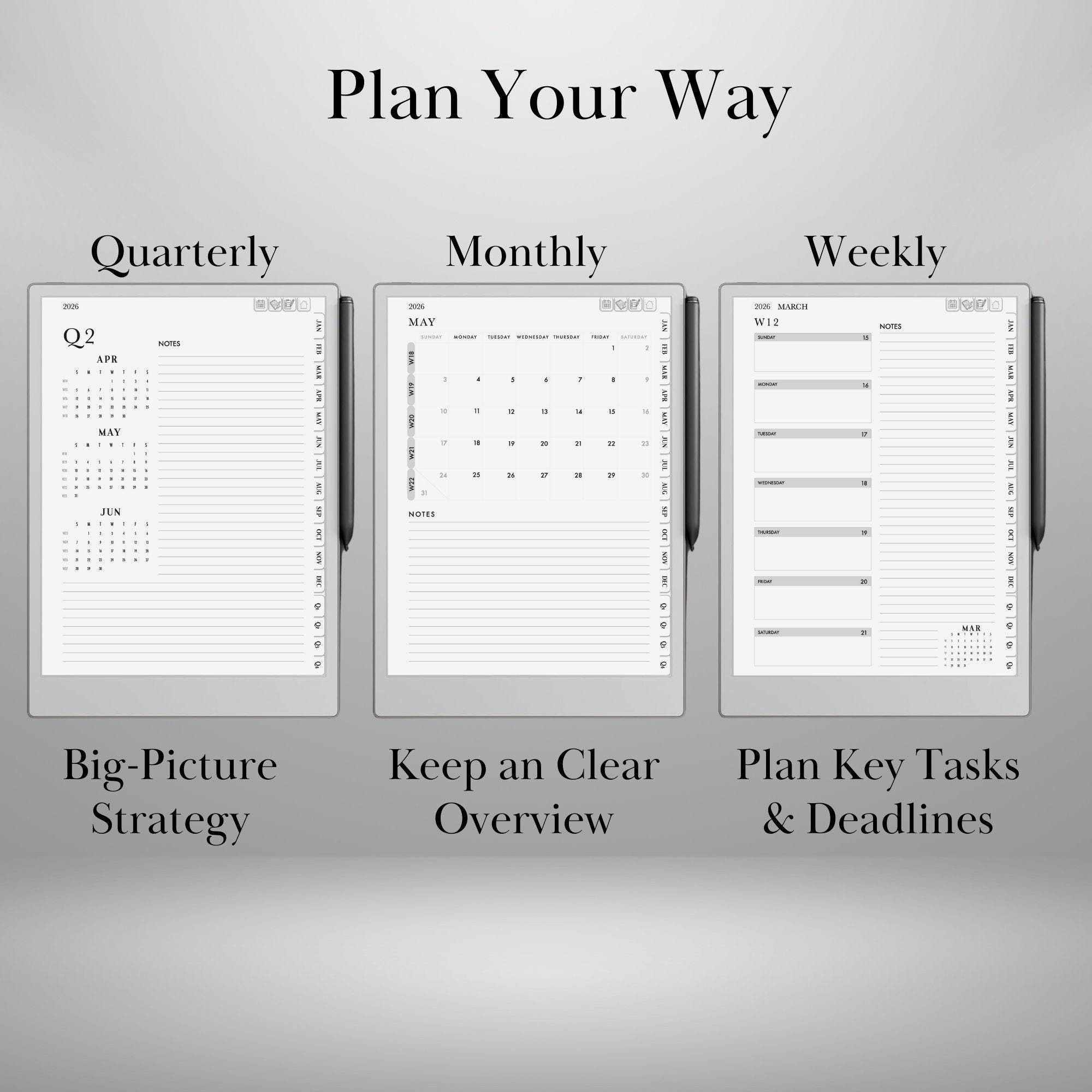 Daily Planner 2026 for Remarkable Paper Pro and 2: Daybook Hyperlinked ...