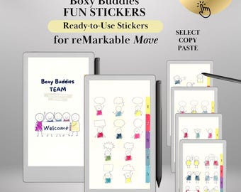 Boxy Buddies Stickers for reMarkable Paper Pro Move: Copy-Paste ready Fun and Expressive Stickers for Journaling & Planning
