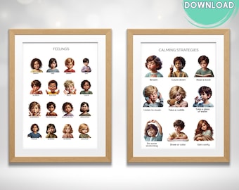 Feelings Poster Set, Calming Techniques, Emotional Regulation Wall Art, Calm Corner Classroom Decor, Emotional Learning, Feelings Calm Down