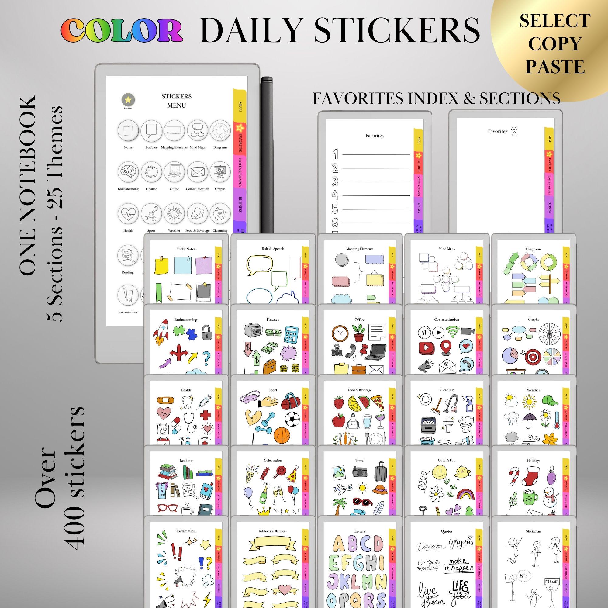 Sticker Ready To Use Stickers Bundle for Remarkable Paper Pro Move Ready-to-use: 5 Copy ...