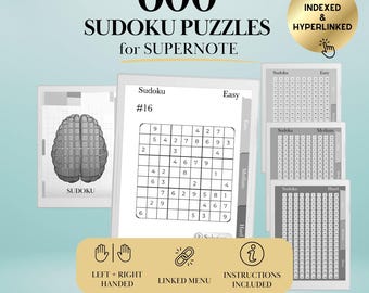 Supernote Template Sudoku Puzzle Book | Hyperlinked PDF | Supernote Puzzle Game | Supernote Templates | Brain Training for eInk Tablets