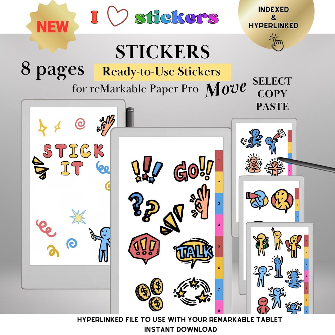 Color Stickers for Remarkable Paper Pro Move Ready-to-use Copy Paste ...