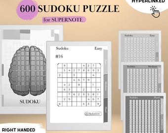 Supernote Template Sudoku Puzzle Book | Hyperlinked PDF | Supernote Puzzle Game | Supernote Templates | Brain Training for eInk Tablets