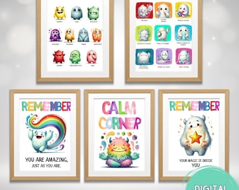 Feelings Poster Set, Calming Techniques, Calm Corner Classroom Decor, Social Emotional Learning, Feelings Calm Down, Calming Corner